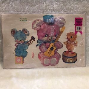🔸Vintage Meyercord Decals Pink Bear Nursery Theme